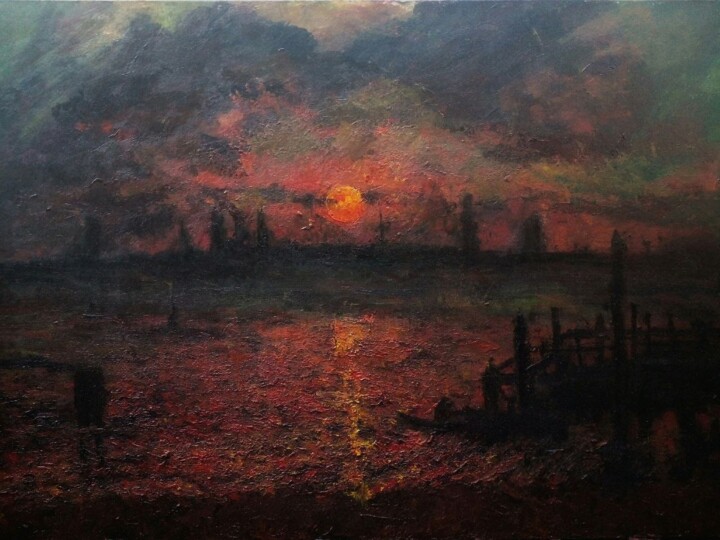 Картина под названием "Impressionistic red…" - Sasha Brisac, Подлинное произведение искусства, Акрил