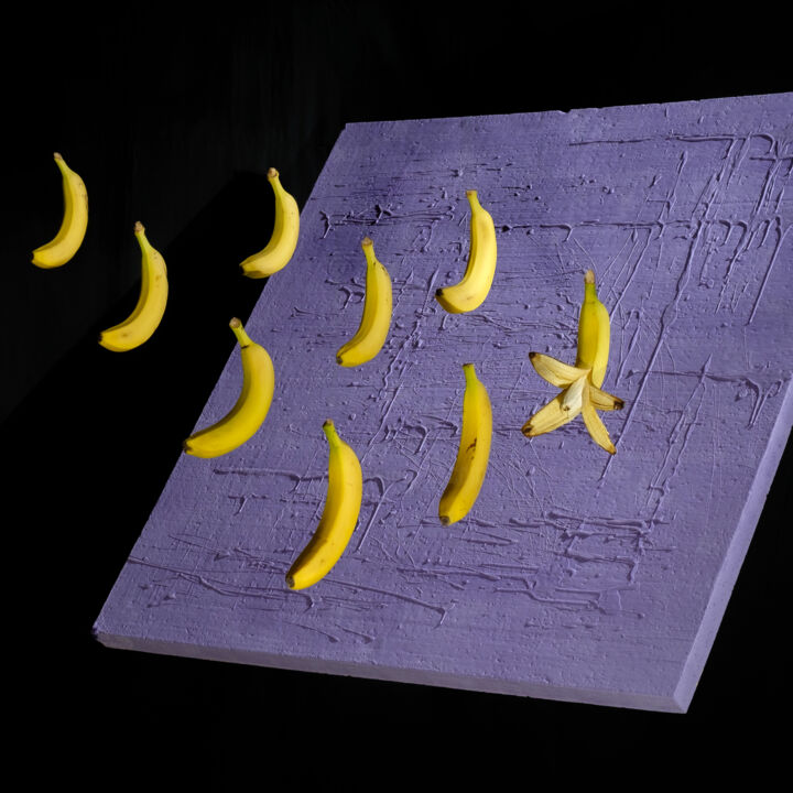 Photography titled "Бананы с фиолетовым…" by Sasha Gorben, Original Artwork, Digital Photography Mounted on Plexiglass