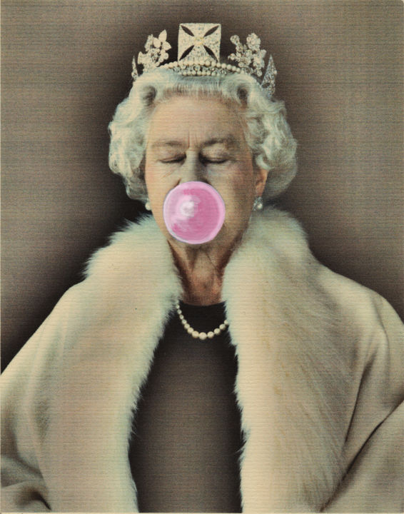 Collages intitulée "Bubble Gum Queen" par Sassy Luke, Œuvre d'art originale, Papier