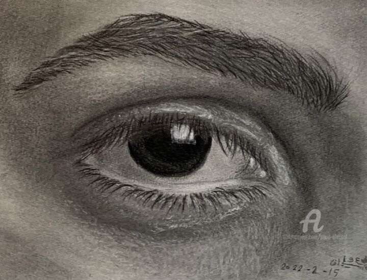 Drawing titled "Eye 2" by Saud Ali Alassaf, Original Artwork, Pencil