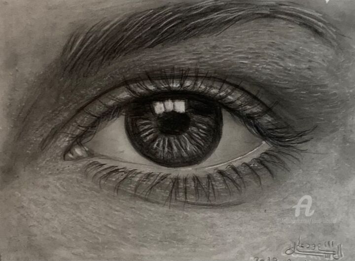 Drawing titled "Eye 3" by Saud Ali Alassaf, Original Artwork, Pencil