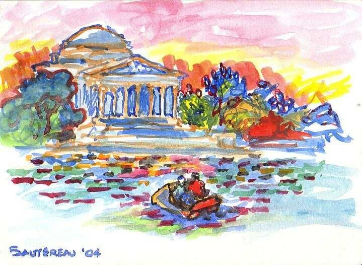 Peinture intitulée "Jefferson Memorial…" par Lee Sautereau, Œuvre d'art originale, Huile