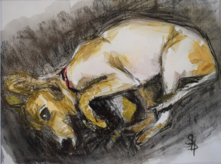 Drawing titled "Caught" by Sbboursot, Original Artwork, Charcoal