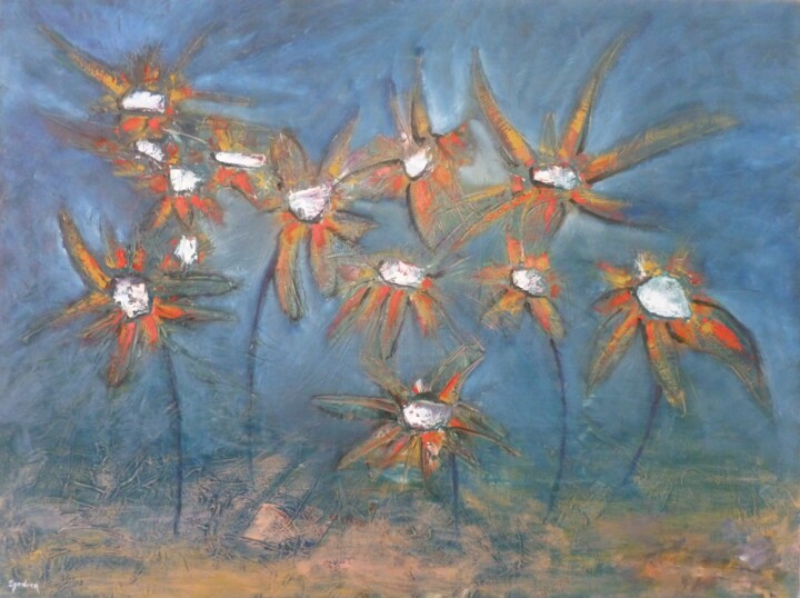 Malarstwo zatytułowany „Living Bouquet” autorstwa Scott Spencer, Oryginalna praca, Olej Zamontowany na Drewniana rama noszy