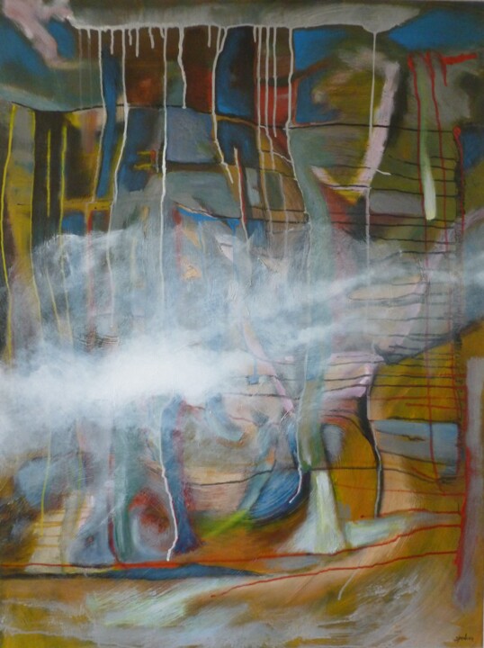 제목이 "Rainy, Foggy"인 미술작품 Scott Spencer로, 원작, 아크릴 나무 들것 프레임에 장착됨
