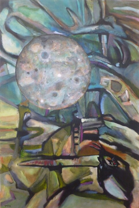 "Moonbird" başlıklı Tablo Scott Spencer tarafından, Orijinal sanat, Petrol Ahşap Sedye çerçevesi üzerine monte edilmiş