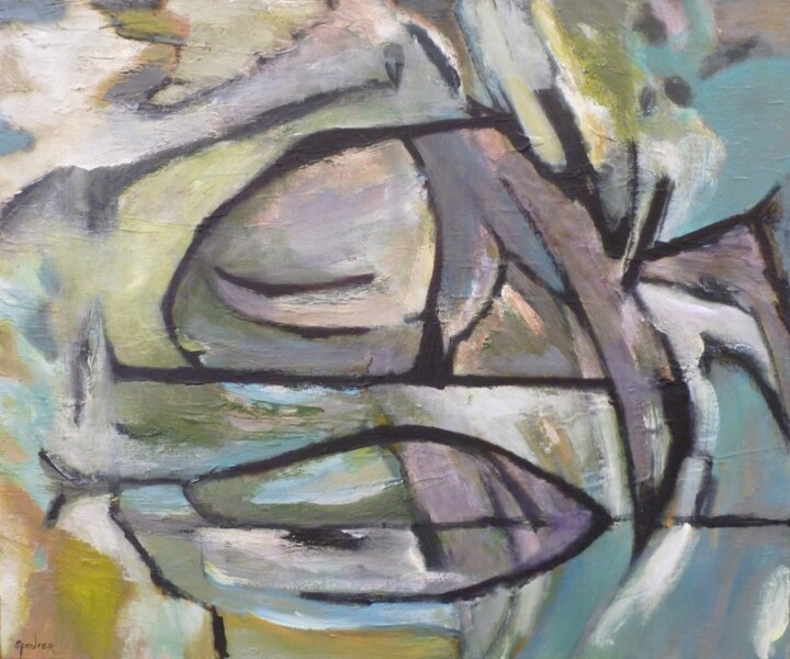 「Speeping Fish」というタイトルの絵画 Scott Spencerによって, オリジナルのアートワーク, オイル ウッドストレッチャーフレームにマウント