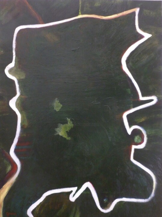 제목이 "Territory"인 미술작품 Scott Spencer로, 원작, 기름 나무 들것 프레임에 장착됨