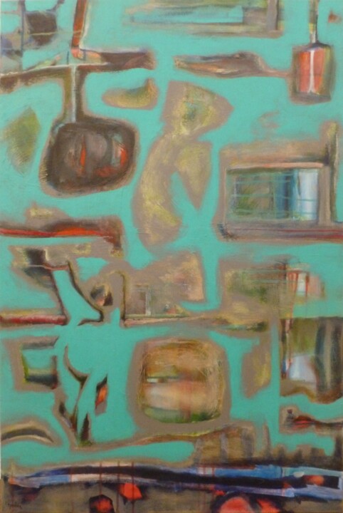 Картина под названием "Lively" - Scott Spencer, Подлинное произведение искусства, Масло Установлен на Деревянная рама для но…