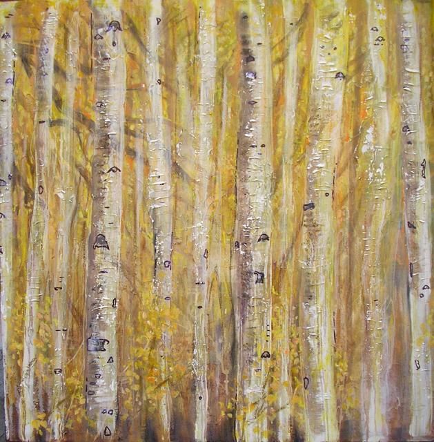 Pittura intitolato "Birch Trees" da Sean Lucas Willett, Opera d'arte originale