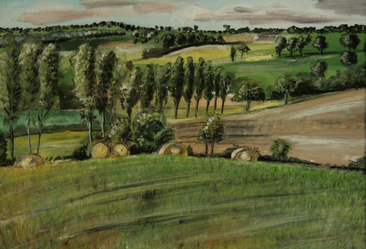 Painting titled "landscape La Touche…" by Bas Van Bemmel, Original Artwork, Gouache