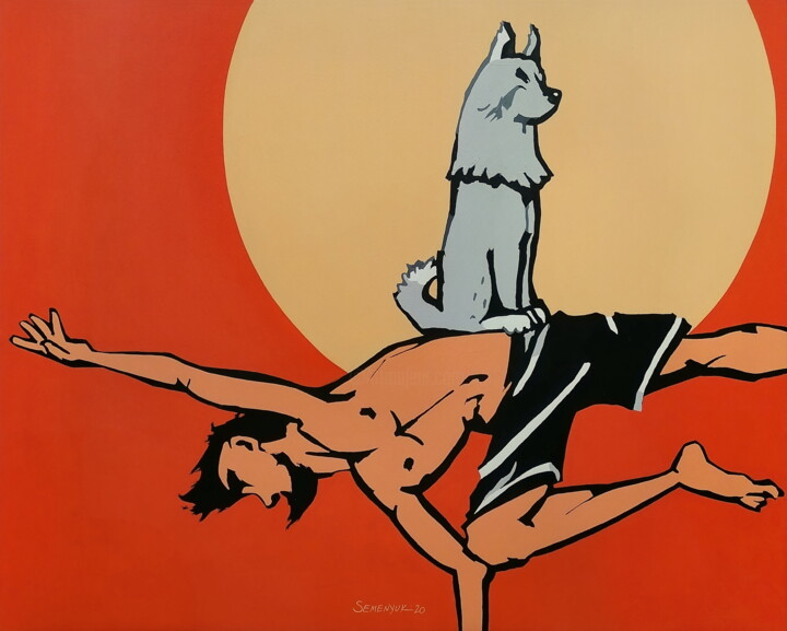 "Doggy - Yogi 2" başlıklı Tablo Evgen Semenyuk tarafından, Orijinal sanat, Akrilik
