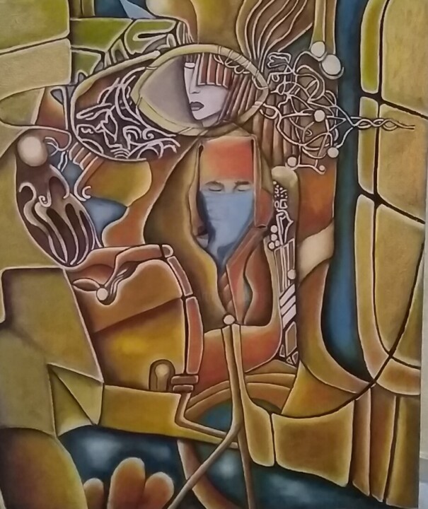 Painting titled "La femme on évoluti…" by Semlapeintre, Original Artwork, Acrylic