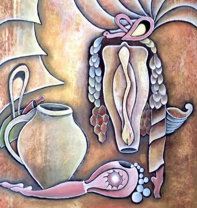 Painting titled "Naissance" by Semlapeintre, Original Artwork, Acrylic