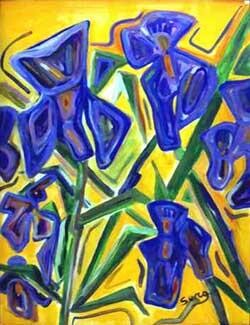 Painting titled "les iris" by Serge Nigon, Original Artwork