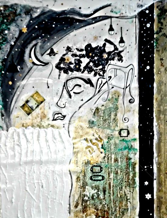 绘画 标题为“Dreamer under his c…” 由Serge Prowizur, 原创艺术品, 丙烯