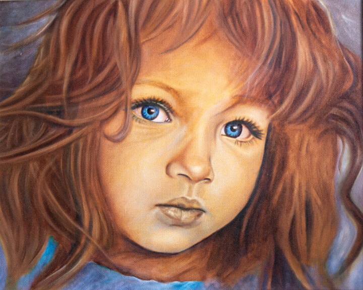 绘画 标题为“portrait of a girl” 由Sergey Belikov, 原创艺术品, 油 安装在木质担架架上