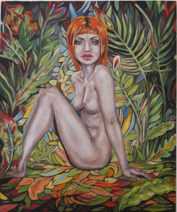 Pintura titulada "she red" por Sergey Kirillov, Obra de arte original, Oleo