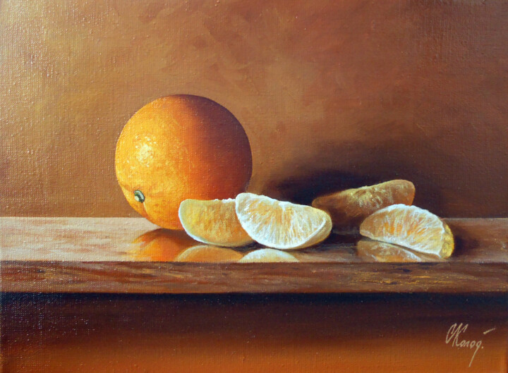 Painting titled "Still life with Ora…" by Sergey Kolodyazhniy, Original Artwork, Oil