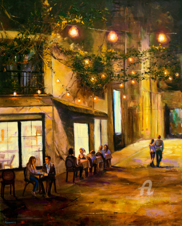 Картина под названием "Summer evening" - Sergey Lutsenko, Подлинное произведение искусства, Масло Установлен на Деревянная р…