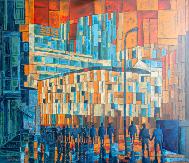 Peinture intitulée "Urban Kyiv" par Sergio Kovalov, Œuvre d'art originale, Acrylique