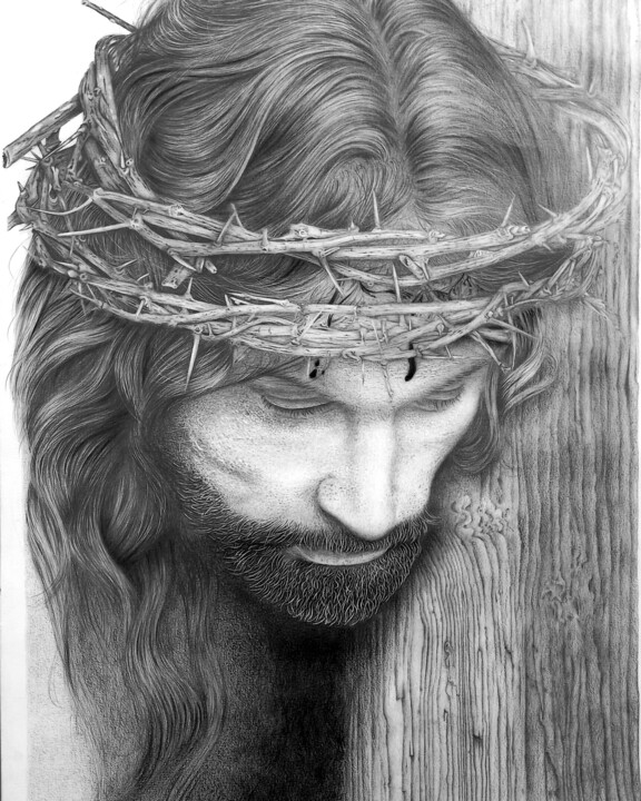 Dessin intitulée "Jesus crucificado" par Sergio Macedo Cardoso, Œuvre d'art originale, Crayon