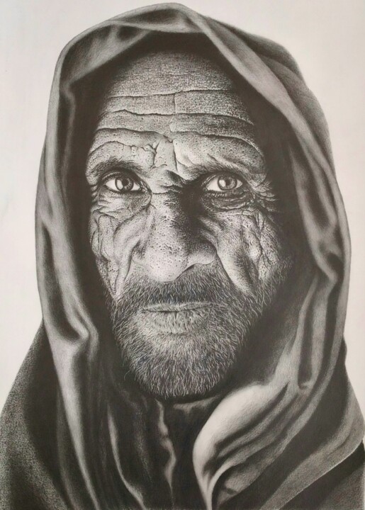 Drawing titled "Homem do deserto" by Sergio Macedo Cardoso, Original Artwork, Pencil