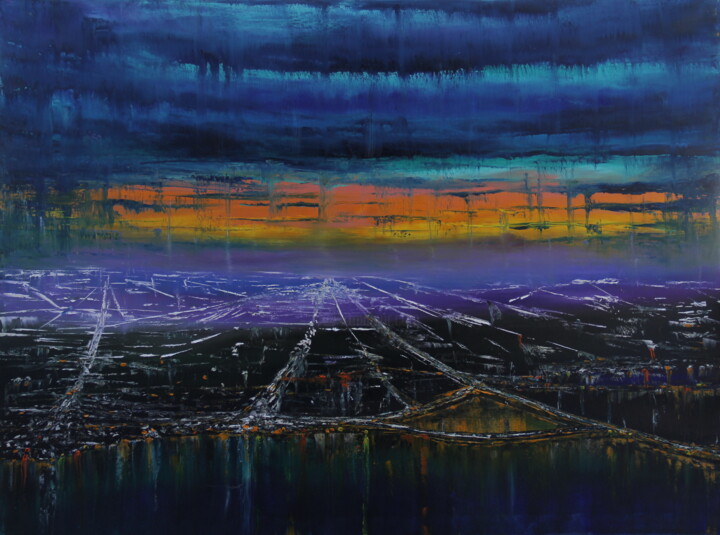 Pintura titulada "City" por Serguei Borodouline, Obra de arte original, Oleo