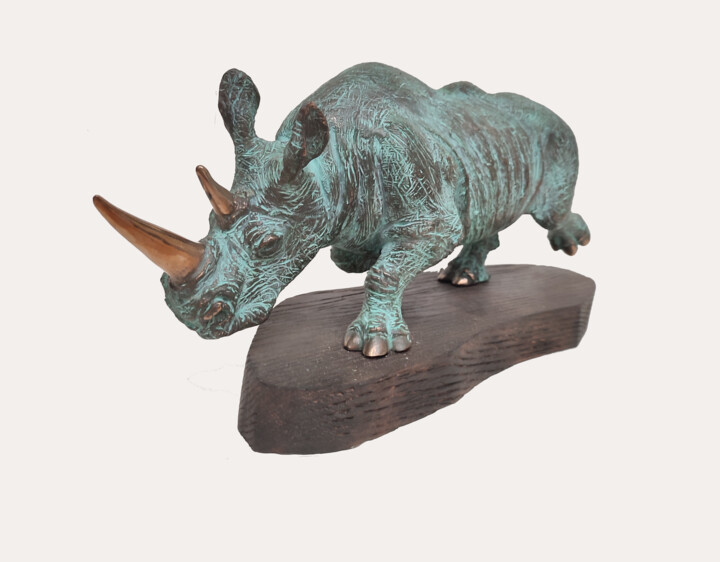 Escultura titulada "Rhino(b)" por Serhii Brylov, Obra de arte original, Bronce