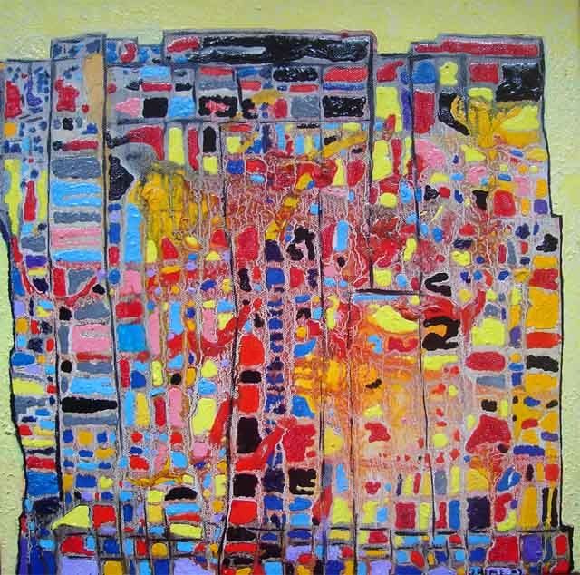 Schilderij getiteld "City of Colours" door Jaime Amores - Seroma, Origineel Kunstwerk