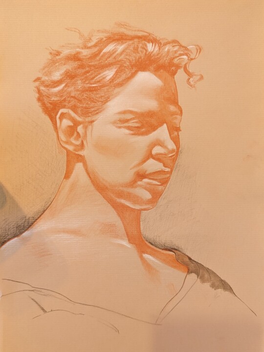Drawing titled "Romain" by Johnny Rinkel, Original Artwork, Pastel