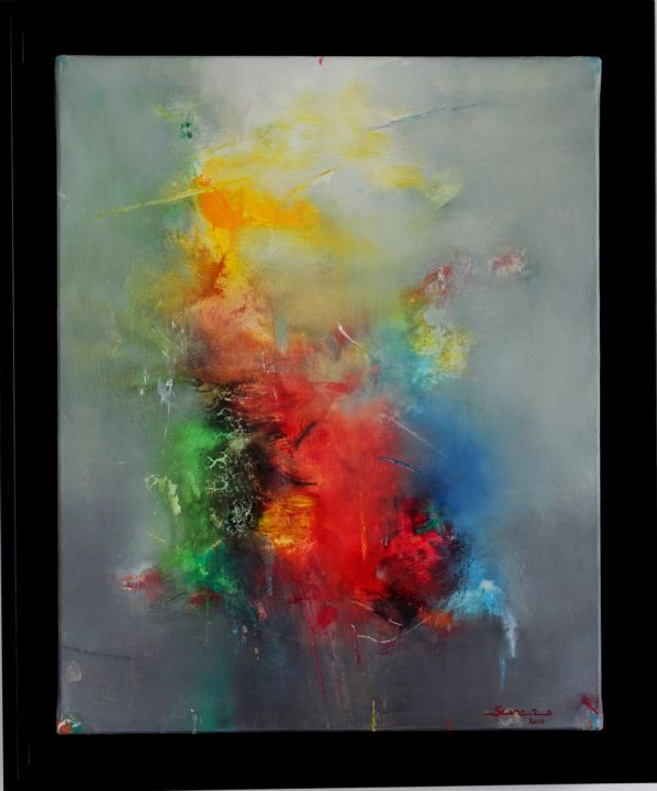 Painting titled "Rouge 2" by Severo Sanchez Alvarez (Severo), Original Artwork, Oil