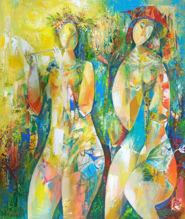 Painting titled "Symphony in Color" by Seyran, Original Artwork, Oil Mounted on Wood Stretcher frame