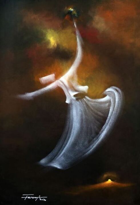 Ζωγραφική με τίτλο "Whirling Dervishes…" από Shafique Farooqi, Αυθεντικά έργα τέχνης, Λάδι