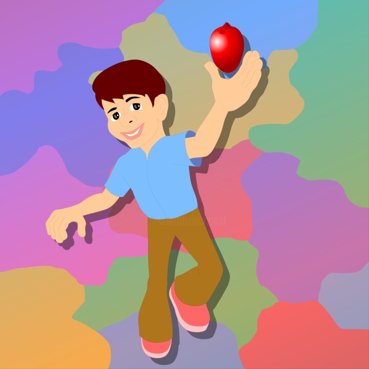 Digital Arts titled "A cartoon boy is ha…" by Shamim Shaikh, Original Artwork, 2D Digital Work