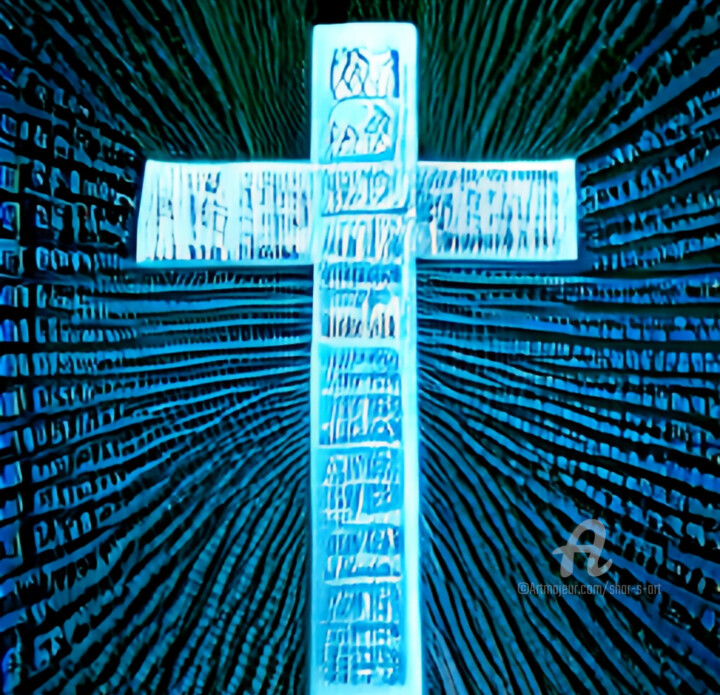 Digital Arts titled "The Cross" by Shar'S Art, Original Artwork, Digital Painting