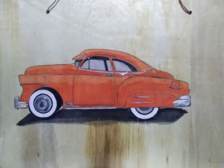 Painting titled "3d car" by Shd Bees, Original Artwork, Watercolor