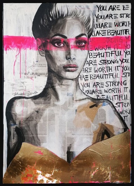 绘画 标题为“BEAUTIFUL” 由Shirin Donia, 原创艺术品, 丙烯 安装在木板上