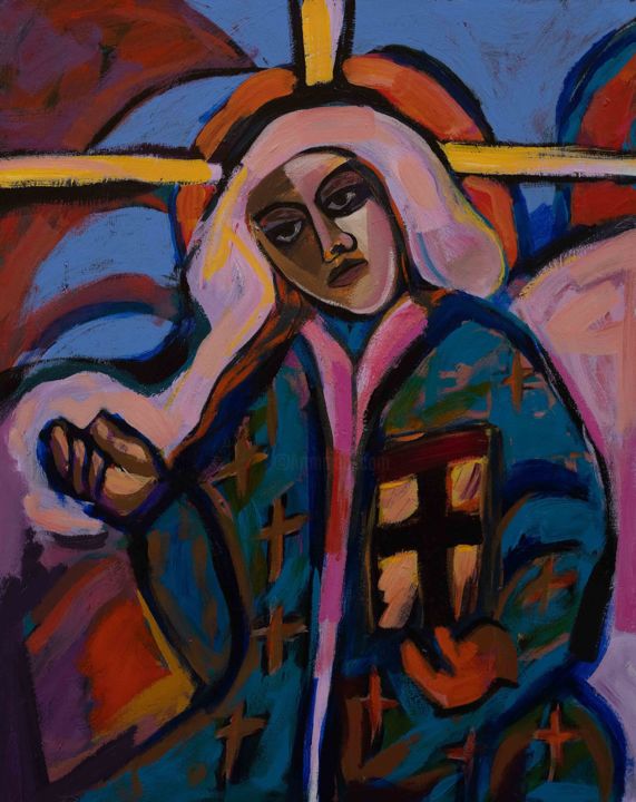 Painting titled "Nun" by Shirin Moayya, Original Artwork, Acrylic
