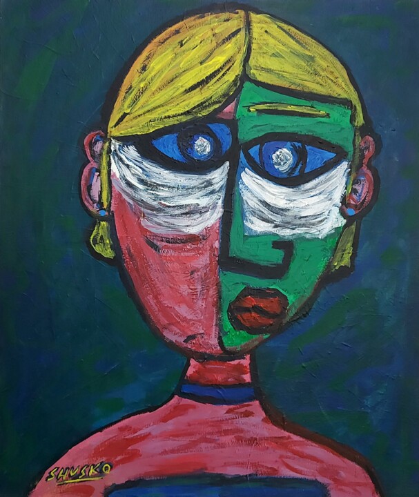 Painting titled "Dilema de mujer Arg…" by Shusko, Original Artwork, Acrylic