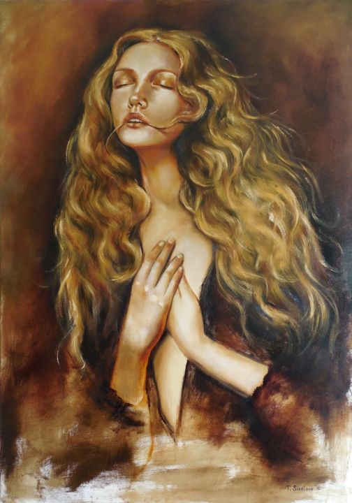 Painting titled ""Prayer"." by Tatiana Siedlova, Original Artwork, Oil