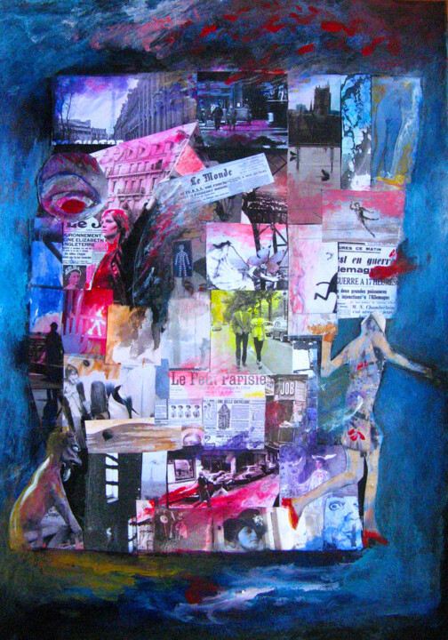 Collages titled "PARIS" by Silva Nironi, Original Artwork, Collages Mounted on Other rigid panel