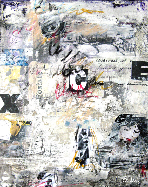 Collages titulada "EX" por Silva Nironi, Obra de arte original, Collages Montado en Bastidor de camilla de madera