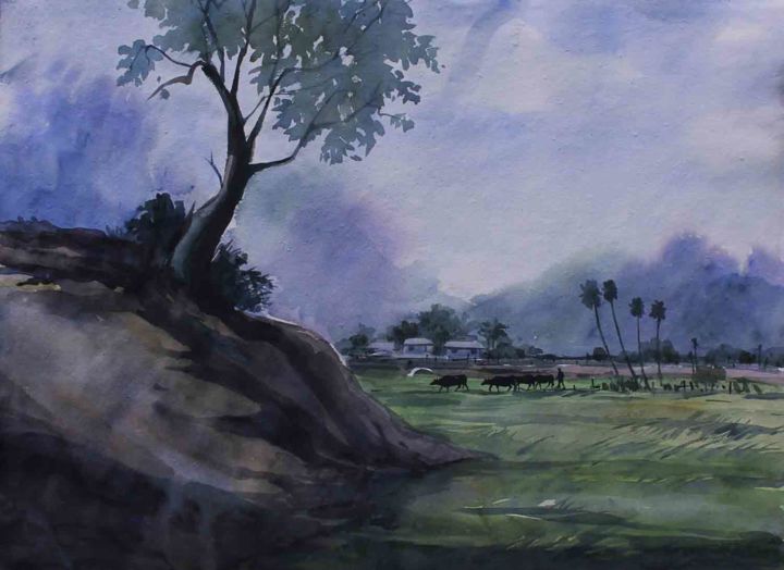 Pittura intitolato "Landscape - SB080" da Sima Arts Gallery, Opera d'arte originale