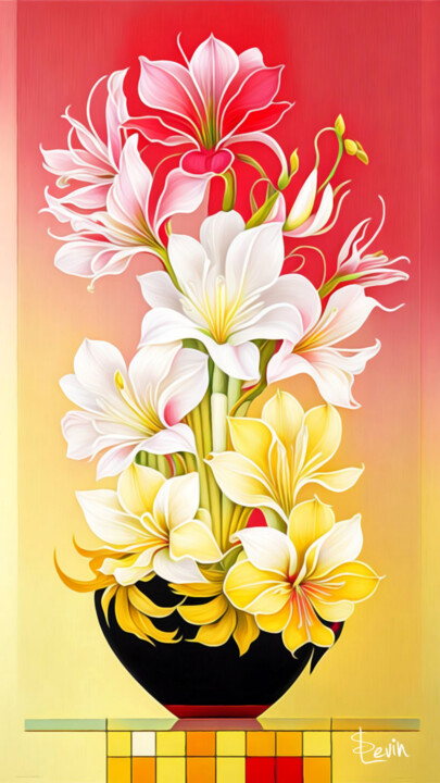 Digital Arts titled "amaryllis" by Simon Levin, Original Artwork, Digital Painting
