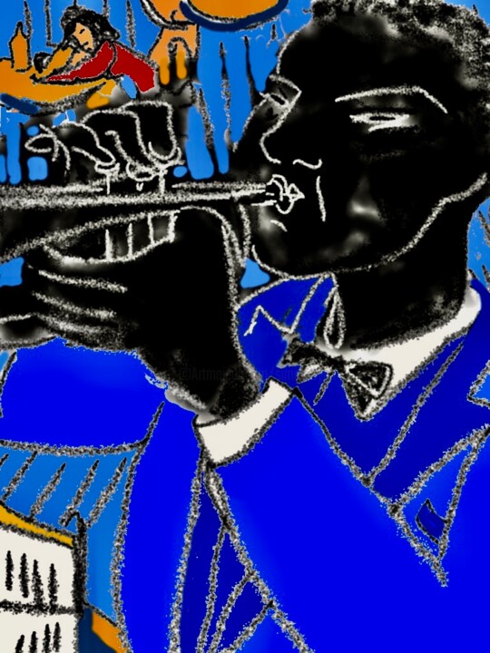 Artes digitais intitulada "jazz club 2" por Simon Taylor, Obras de arte originais, Pintura digital