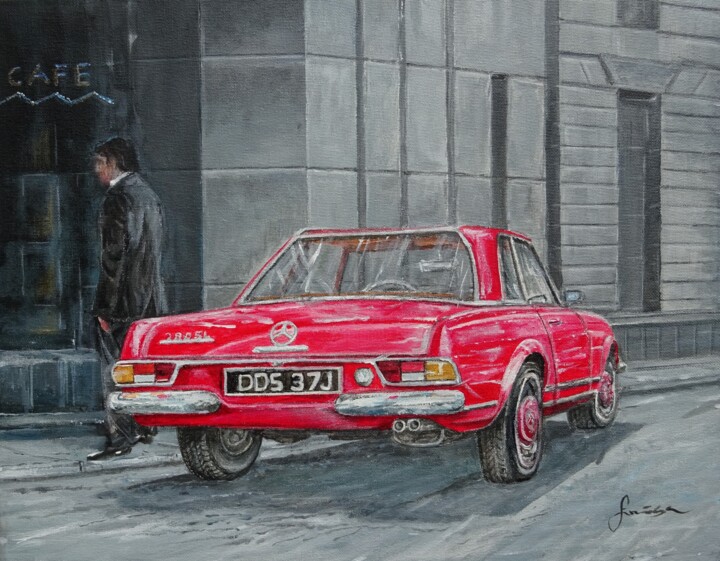Painting titled "Mercedes -Benz Pago…" by Sinisa Saratlic, Original Artwork, Acrylic