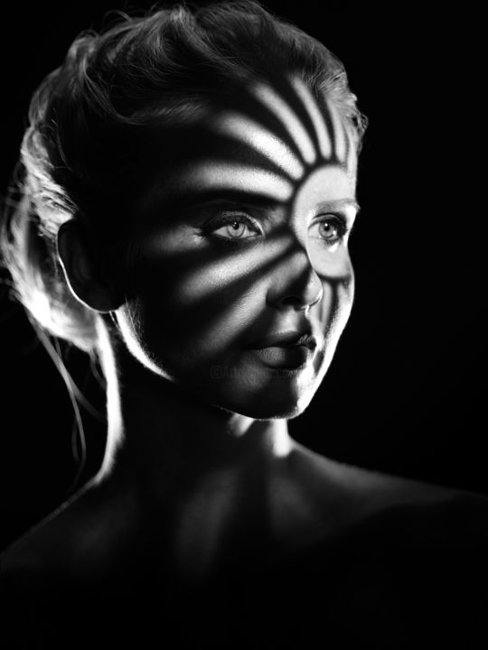 black and white portrait shadow
