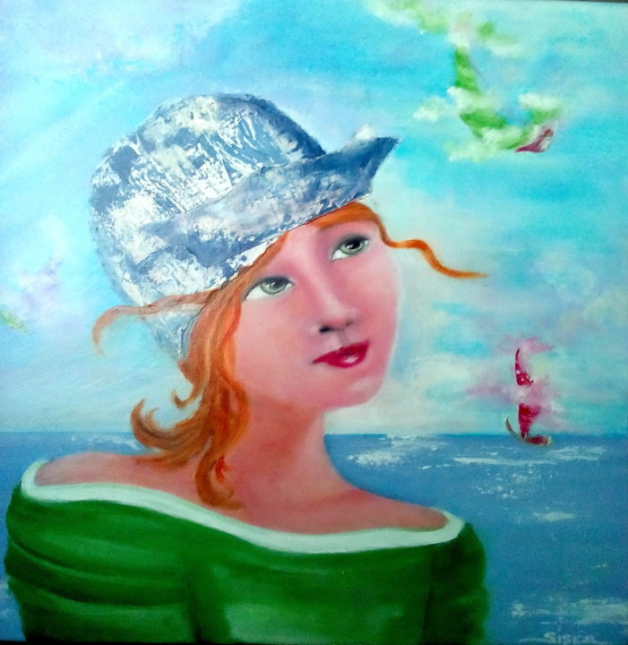 Malerei mit dem Titel "Bord de mer" von Sisca Couleurs, Original-Kunstwerk, Acryl