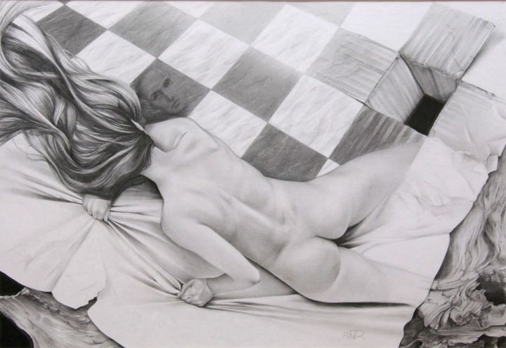 Drawing titled "insomnies" by Rita Kortshok, Original Artwork, Pencil